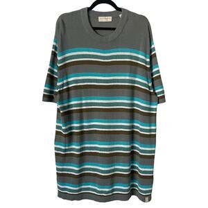 Scotch & Soda Shirt Mens 2XL Green Gray Knitwear Striped Short Sleeve Hippie Y2K